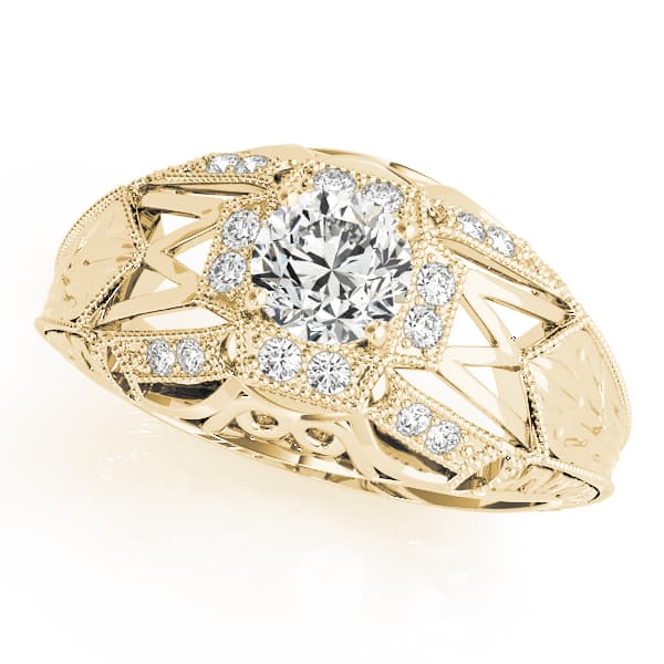Antique Engagement Ring, style 82615, Front view in yellow gold