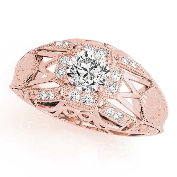Antique Engagement Ring, style 82615, Front view in rose gold