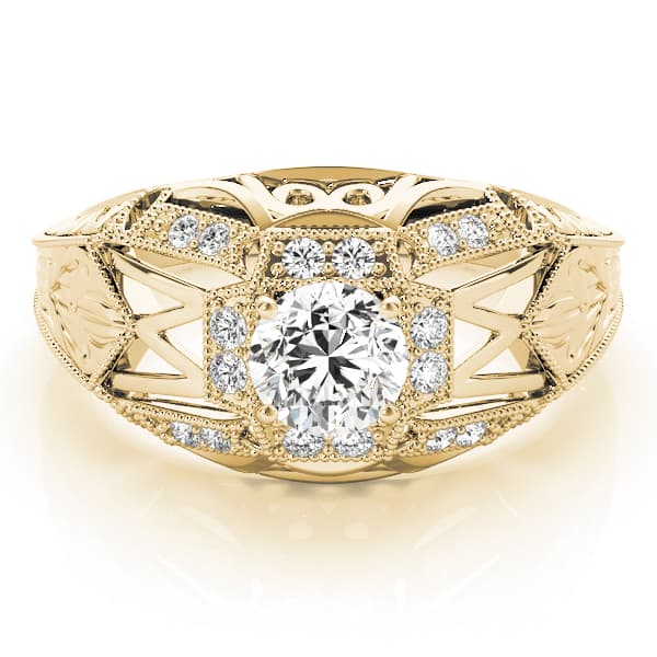 Antique Engagement Ring, style 82615, On hand view in yellow gold