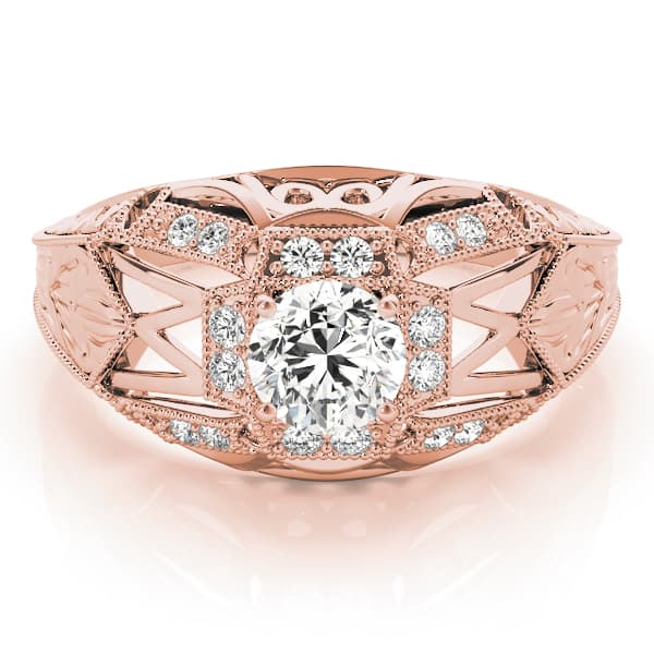 Antique Engagement Ring, style 82615, On hand view in rose gold