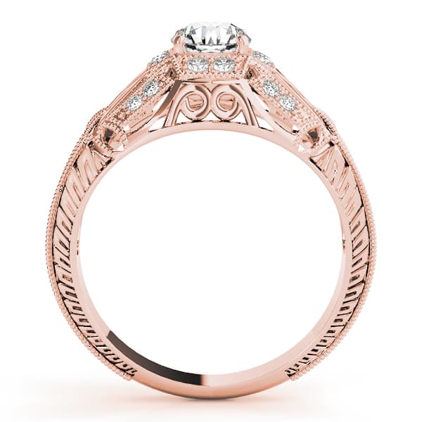 Antique Engagement Ring, style 82615, Side view in rose gold