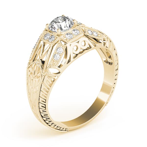 Antique Engagement Ring, style 82615, Top view in yellow gold