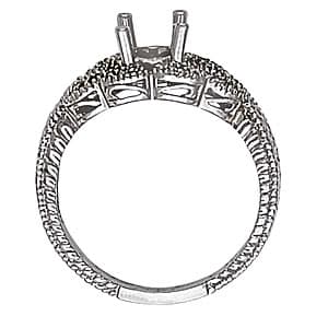 Oval Gemstone Ring (1/8 ct. tw.), Side view in white gold or platinum