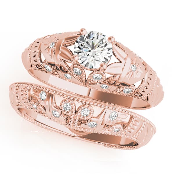 Antique Engagement Ring, style 82622, On hand view in rose gold