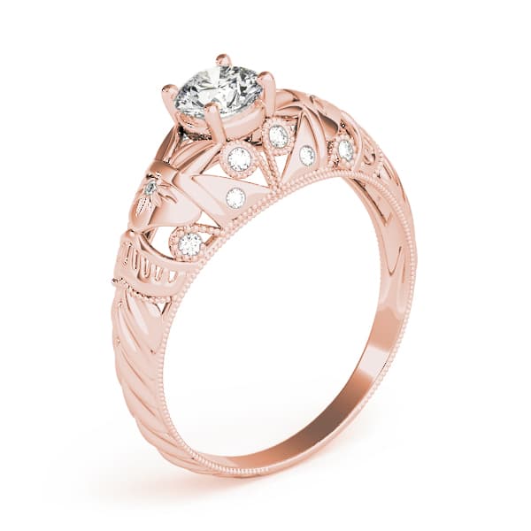 Antique Engagement Ring, style 82622, Top view in rose gold