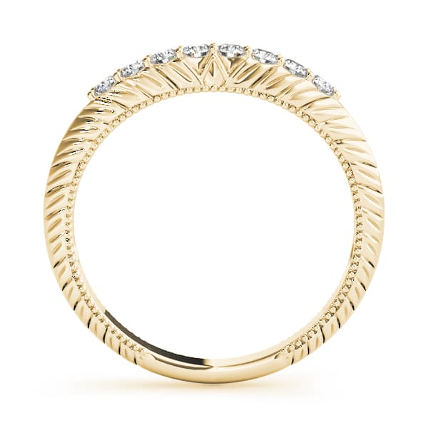Vintage-Inspired Curved Wedding Band (1/8 ct. tw.), Side view in yellow gold
