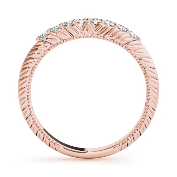 Vintage-Inspired Curved Wedding Band (1/8 ct. tw.), Side view in rose gold