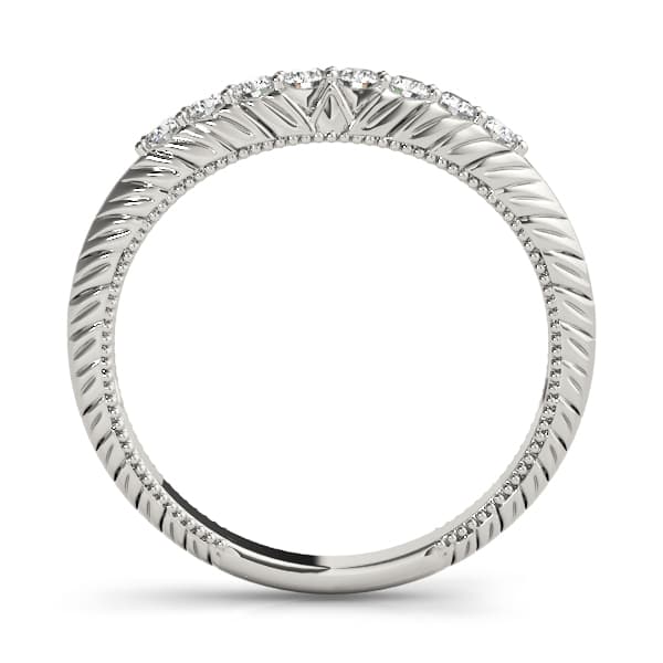 Vintage-Inspired Curved Wedding Band (1/8 ct. tw.), Side view in white gold or platinum