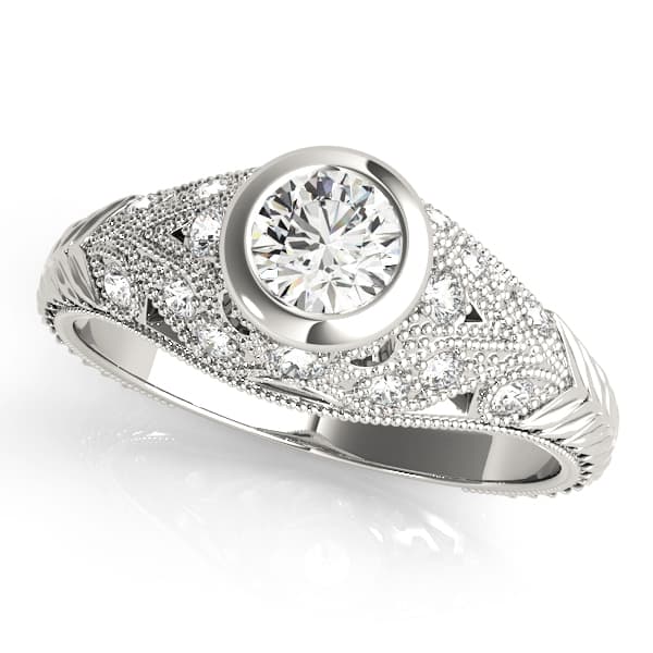 Antique Milgrain Bezel Set Engagement Rings — style 82623 in 10k White Gold
