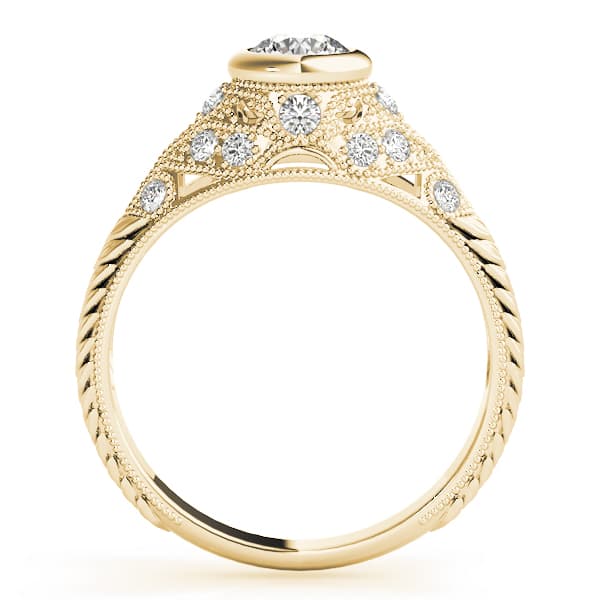 Antique Milgrain Bezel Set Engagement Ring, style 82623, Side view in yellow gold