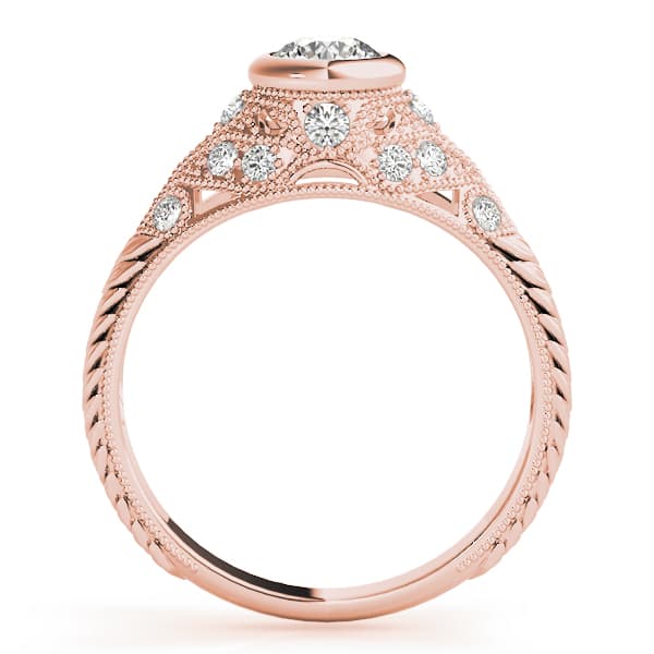 Antique Milgrain Bezel Set Engagement Ring, style 82623, Side view in rose gold