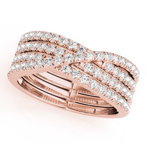 Multi-Row Cross Fashion Ring (3/4 ct. tw.), Front view in rose gold