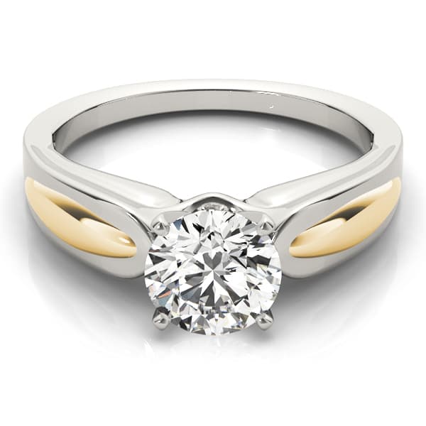 Solitaire Engagement Ring, style 82637, On hand view in yellow gold