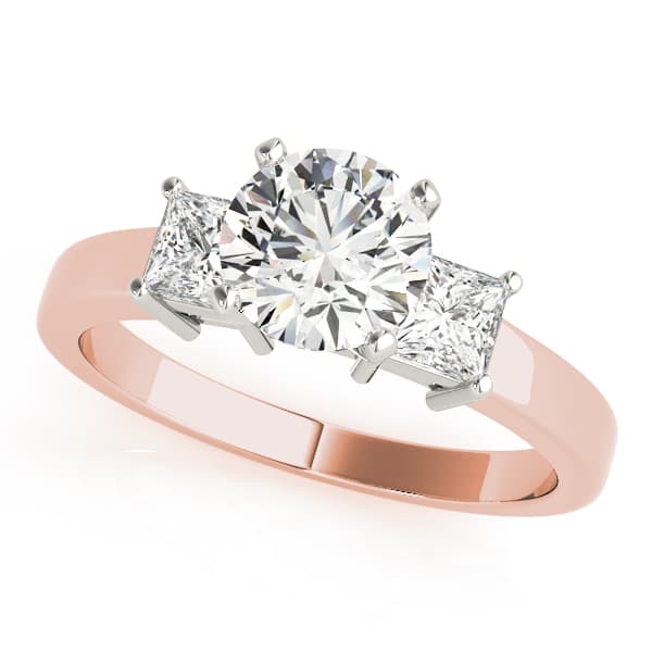 3-Stone Princess Cut Engagement Ring, style 82638, Front view in rose gold