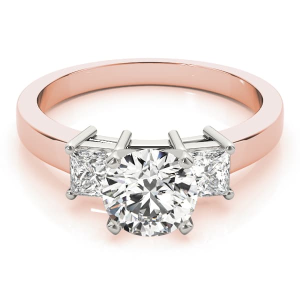 3-Stone Princess Cut Engagement Ring, style 82638, On hand view in rose gold