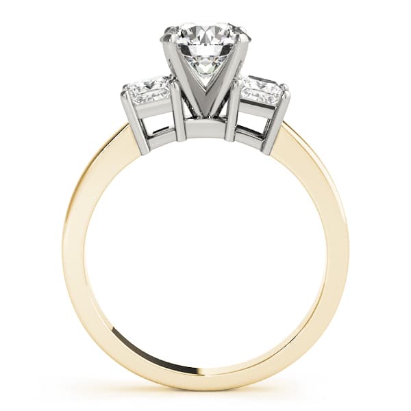 3-Stone Princess Cut Engagement Ring, style 82638, Side view in yellow gold