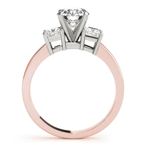 3-Stone Princess Cut Engagement Ring, style 82638, Side view in rose gold