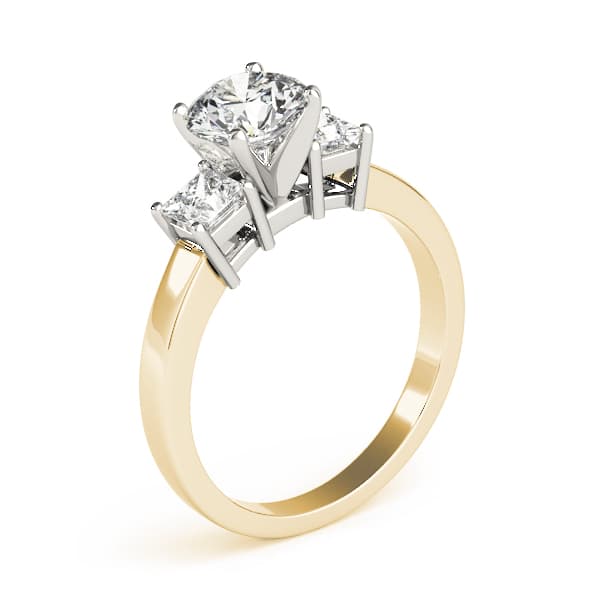 3-Stone Princess Cut Engagement Ring, style 82638, Top view in yellow gold