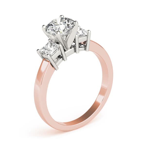 3-Stone Princess Cut Engagement Ring, style 82638, Top view in rose gold