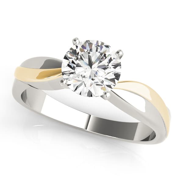Solitaire Swirl Engagement Ring, style 82644, Front view in yellow gold