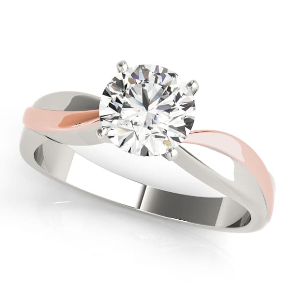 Solitaire Swirl Engagement Ring, style 82644, Front view in rose gold