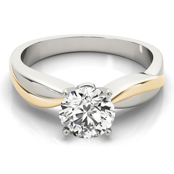 Solitaire Swirl Engagement Ring, style 82644, On hand view in yellow gold