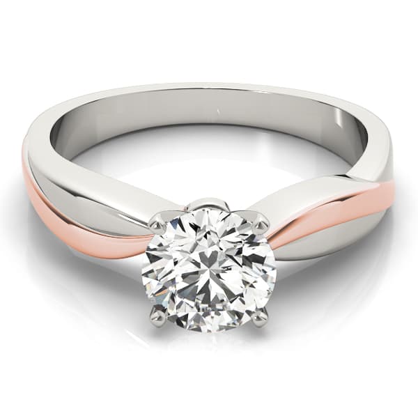 Solitaire Swirl Engagement Ring, style 82644, On hand view in rose gold