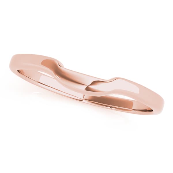 Gold Curved Wedding Band, Front view in rose gold