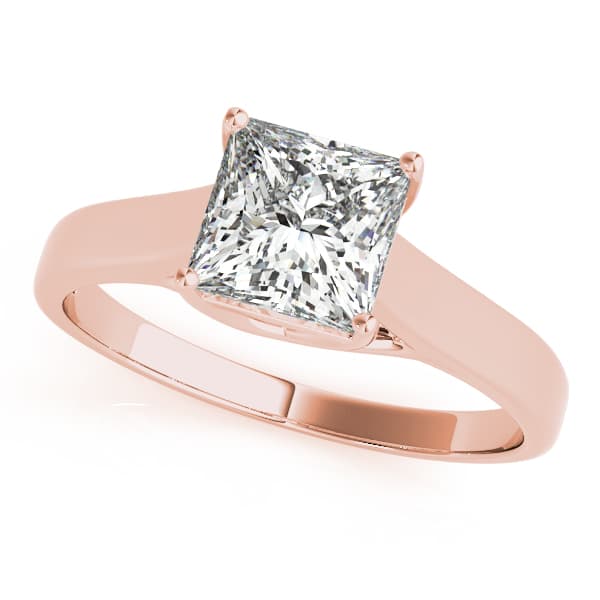 Solitaire Trellis Engagement Ring, style 82652, Front view in rose gold