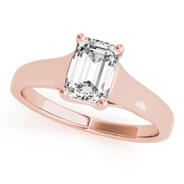 Solitaire Trellis Emerald Cut Engagement Ring, style 82654, Front view in rose gold