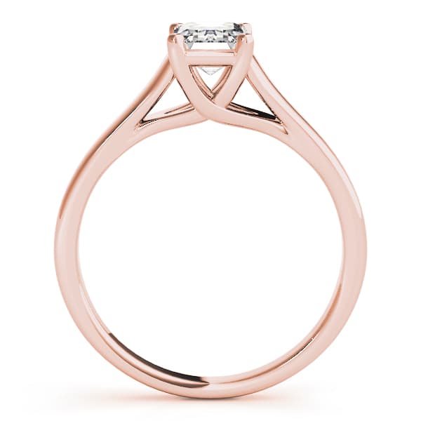 Solitaire Trellis Emerald Cut Engagement Ring, style 82654, Side view in rose gold