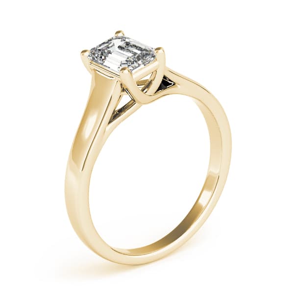 Solitaire Trellis Emerald Cut Engagement Ring, style 82654, Top view in yellow gold
