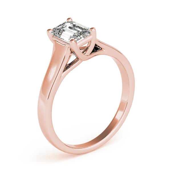 Solitaire Trellis Emerald Cut Engagement Ring, style 82654, Top view in rose gold