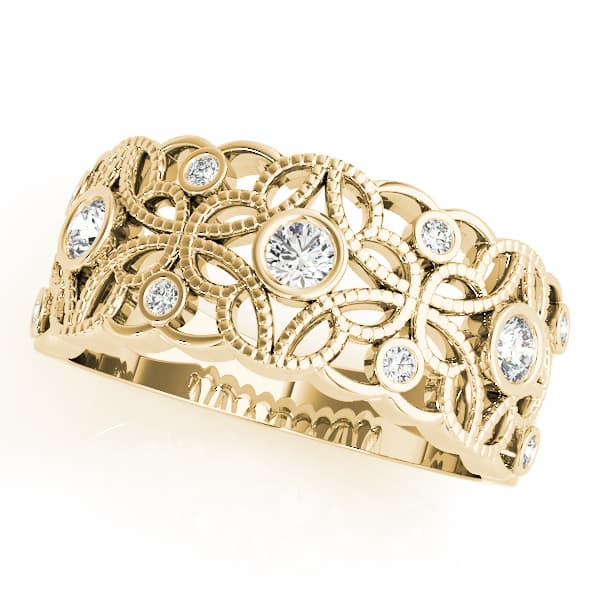 Vintage Inspired Bezel Set Fashion Rings (1/3 ct. tw.), Front view in yellow gold