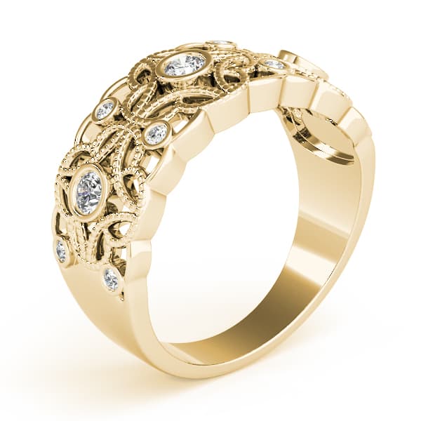 Vintage Inspired Bezel Set Fashion Rings (1/3 ct. tw.), Angle view in yellow gold