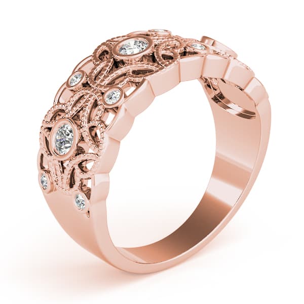 Vintage Inspired Bezel Set Fashion Rings (1/3 ct. tw.), Angle view in rose gold