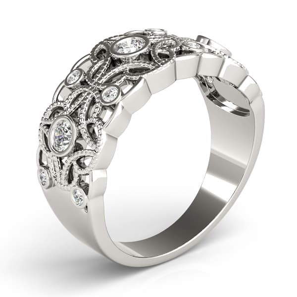 Vintage Inspired Bezel Set Fashion Rings (1/3 ct. tw.), Angle view in white gold or platinum