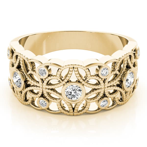 Vintage Inspired Bezel Set Fashion Rings (1/3 ct. tw.), On hand view in yellow gold