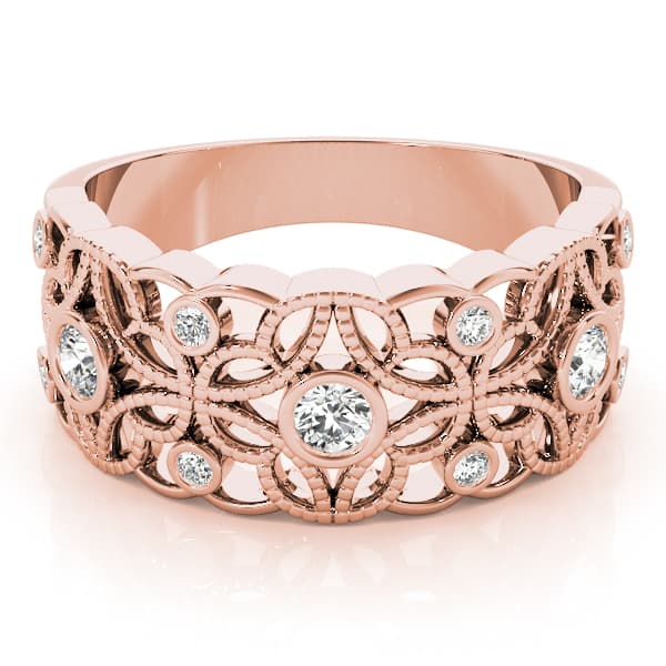 Vintage Inspired Bezel Set Fashion Rings (1/3 ct. tw.), On hand view in rose gold
