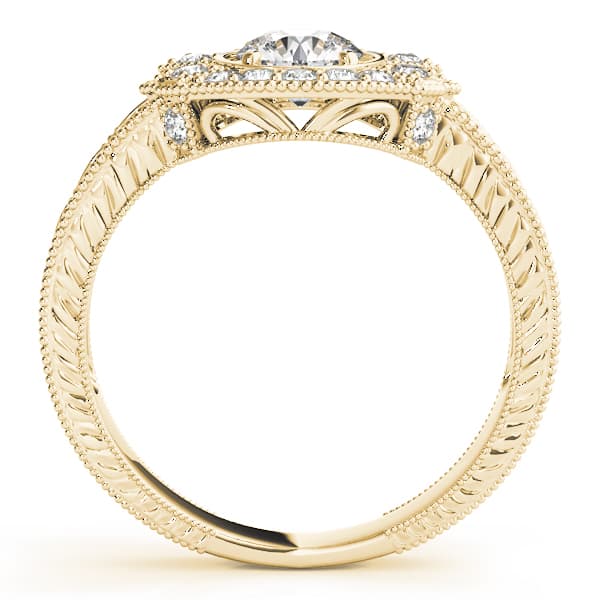 Nature Inspired Filigree Milgrain Engagement Ring, style 82664, Side view in yellow gold