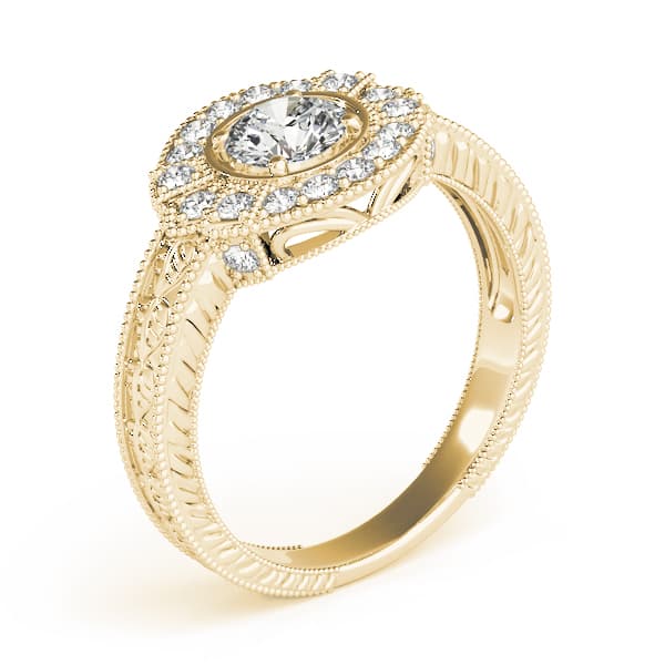 Nature Inspired Filigree Milgrain Engagement Ring, style 82664, Top view in yellow gold