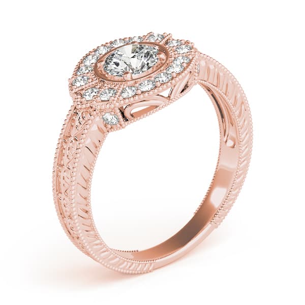 Nature Inspired Filigree Milgrain Engagement Ring, style 82664, Top view in rose gold