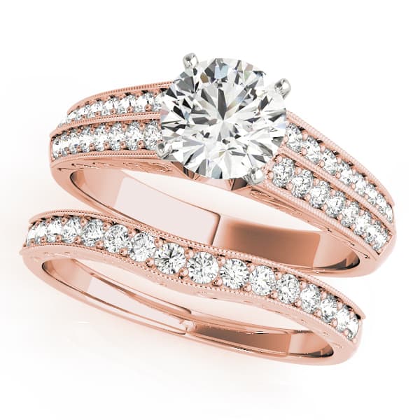 Antique Engagement Ring, style 82674, On hand view in rose gold