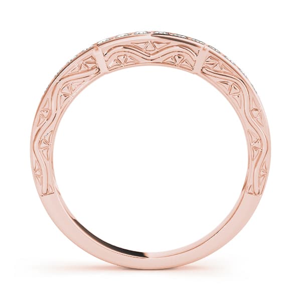 Prong In Channel Curved Wedding Band (1/8 ct. tw.), Side view in rose gold