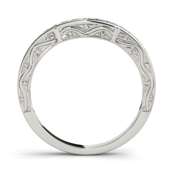 Prong In Channel Curved Wedding Band (1/8 ct. tw.), Side view in white gold or platinum