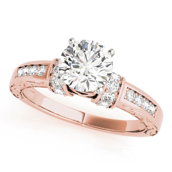 Antique Engagement Ring, style 82675, Front view in rose gold