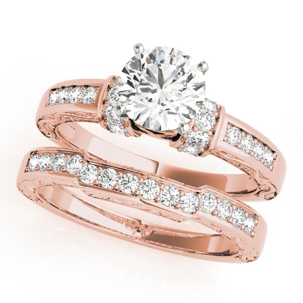Antique Engagement Ring, style 82675, On hand view in rose gold