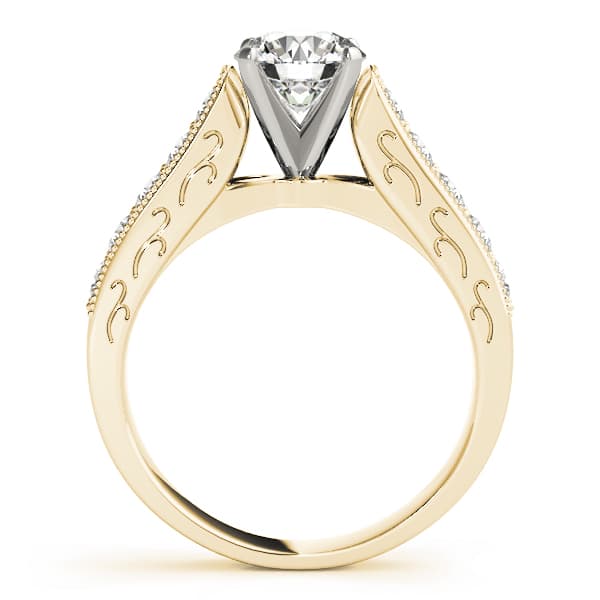 Antique Prong In Channel Migrain Filigree Engagement Ring, style 82676, Side view in yellow gold