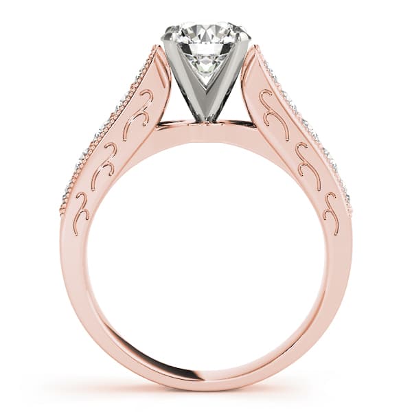 Antique Prong In Channel Migrain Filigree Engagement Ring, style 82676, Side view in rose gold