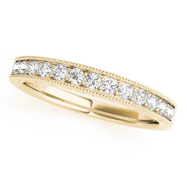 Prong In Channel Milgrain Wedding Band (0.3 ct. tw.), Front view in yellow gold
